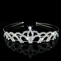 Tiaras nupciales, metal, con diamantes de imitación, Corona, chapado en color de plata, Joyería & para mujer, claro, 32x120mm, Vendido por UD