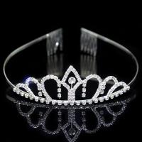 Tiaras nupciales, metal, con diamantes de imitación, Corona, chapado en color de plata, Joyería & para mujer, claro, 35x90mm, Vendido por UD