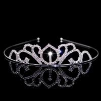 Bridal Tiaras, Brass, with Rhinestone, Crown, silver color plated, fashion jewelry & for woman, clear 