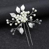 Hair Stick, Zinc Alloy, with Crystal & Plastic Pearl, fashion jewelry & for woman 