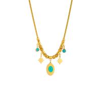 Collier de bijoux de titane, Acier titane, avec turquoise, avec 1.97inch chaînes de rallonge, Placage, bijoux de mode & pour femme, doré Environ 15.75 pouce, Vendu par brin