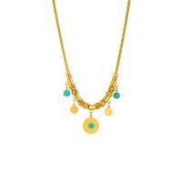 Collier de bijoux de titane, Acier titane, avec turquoise, avec 1.97inch chaînes de rallonge, Placage, bijoux de mode & pour femme, doré Environ 15.75 pouce, Vendu par brin