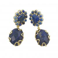 Gemstone Drop Earring, Brass, with Natural Stone, gold color plated, fashion jewelry & for woman 