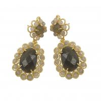 Gemstone Drop Earring, Brass, with Natural Stone, gold color plated, fashion jewelry & for woman 