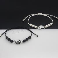 Edelstein Armbänder, Zinklegierung, mit Naturstein, silberfarben plattiert, Einstellbar & verschiedene Stile für Wahl & für Frau & Emaille, keine, Länge:ca. 28 cm, 2PCs/setzen, verkauft von setzen