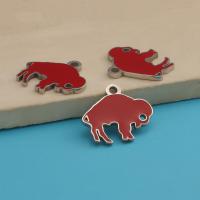 Enamel Stainless Steel Pendant, 304 Stainless Steel, Bull, DIY, red, 16.5mm 