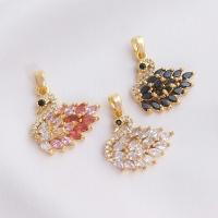 Cubic Zirconia Micro Pave Brass Pendant, Swan, real gold plated, DIY & micro pave cubic zirconia 