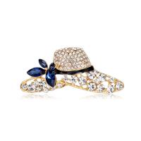 Rhinestone Zinc Alloy Brooch, Hat, plated, for woman & enamel & with rhinestone, gold 