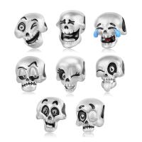 925 Sterling Silver Beads, Skull, DIY & enamel, 9.7-13.6mm 