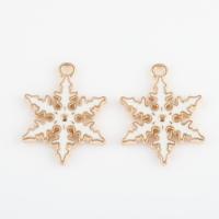 Zinc Alloy Enamel Pendants, Snowflake, gold color plated, DIY, white Approx 1.6mm, Approx 