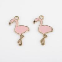 Zinc Alloy Enamel Pendants, Bird, gold color plated, DIY, pink Approx 2mm, Approx 