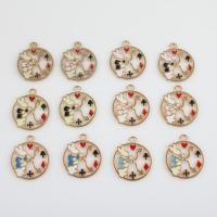 Zinc Alloy Enamel Pendants, Flat Round, gold color plated, DIY & hollow Approx 1.8mm, Approx 