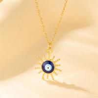 Collier Evil Eye bijoux, Acier titane, avec 1.97inch chaînes de rallonge, bijoux de mode & pour femme & émail, doré Environ 15.75 pouce, Vendu par brin