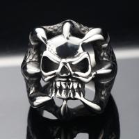 Anillo de dedo de acero Titanium de, Partículas de acero, Calavera, pulido, diverso tamaño para la opción & para hombre, color original, 25mm, tamaño:7-13, Vendido por UD