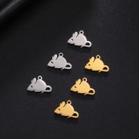 Stainless Steel Animal Pendants, 304 Stainless Steel, Mouse, Vacuum Ion Plating, DIY 