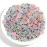 Acrylic Alphabet Beads, Flat Round, DIY & luminated & enamel 7mm 