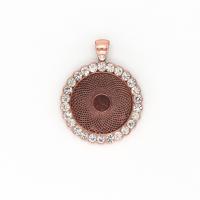 Zinc Alloy Pendant Cabochon Setting, Round, plated, DIY & with rhinestone 25mm 