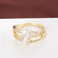 Cubic Zirconia Micro Pave Brass Finger Ring, plated, fashion jewelry & micro pave cubic zirconia & for woman 