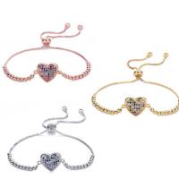 Cubic Zirconia Micro Pave Brass Bracelet, Heart, plated, micro pave cubic zirconia & for woman Approx 12 cm 