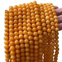 Single Gemstone Beads, Yellow Calcedony, Round, polished, DIY 