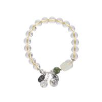 Quartz Bracelets, Citrine, with Hetian Jade & Brass, Mythical Wild Animal, silver color plated, fashion jewelry & for woman, 7.6mm Approx 7 Inch 