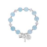 Aquamarine Bracelet, with Austrian Crystal & Brass, polished, fashion jewelry & for woman, 10mm Approx 7 Inch 