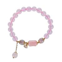 Quartz Bracelets, Rose Quartz, with Moonstone & Brass, fashion jewelry & for woman, 8mm Approx 7 Inch 