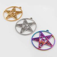 Edelstahl hohl Anhänger, 304 Edelstahl, Pentagram, Vakuum-Ionen-Beschichtung, Vintage & DIY, keine, 32x29x2mm, Bohrung:ca. 1mm, verkauft von PC