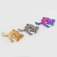 Stainless Steel Animal Pendants, 304 Stainless Steel, Cat, Vacuum Ion Plating, vintage & DIY Approx 1mm 