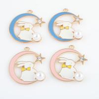 Zinc Alloy Enamel Pendants, with Plastic Pearl, gold color plated, DIY & with rhinestone Approx 1.9mm, Approx 