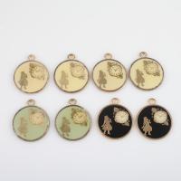 Zinc Alloy Enamel Pendants, Flat Round, gold color plated, DIY Approx 1.9mm, Approx 