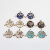 Zinc Alloy Enamel Pendants, Flat Round, gold color plated, DIY & with rhinestone Approx 2mm, Approx 