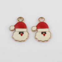 Zinc Alloy Christmas Pendants, Santa Claus, gold color plated, DIY & enamel, mixed colors Approx 2mm, Approx 