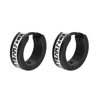 Stainless Steel Huggie Hoop Earring, 304 Stainless Steel, Vacuum Ion Plating, fashion jewelry & for man, black 