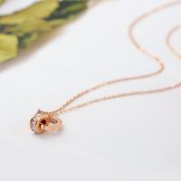 Titan-Stahl Schmuck-Set, Titanstahl, mit Verlängerungskettchen von 1.97inch, Modeschmuck & für Frau & mit Strass, Roségold, Länge:ca. 15.75 ZollInch, verkauft von PC