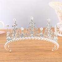 Bridal Tiaras, Zinc Alloy, with Plastic Pearl, silver color plated, fashion jewelry & for woman & with rhinestone, silver color, Inner Approx 150mm 