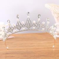 Tiaras nupciales, aleación de zinc, con Perlas plásticas, chapado en color de plata, Joyería & para mujer & con diamantes de imitación, plateado, diámetro interior:aproximado 150mm, Vendido por UD