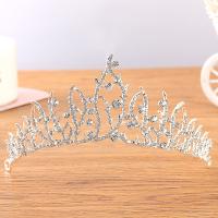 Tiaras nupciales, aleación de zinc, chapado en color de plata, Joyería & para mujer & con diamantes de imitación, plateado, diámetro interior:aproximado 156mm, Vendido por UD