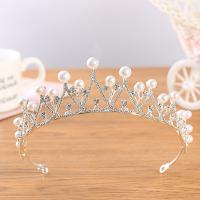 Tiaras nupciales, aleación de zinc, con Perlas plásticas, chapado en color de plata, Joyería & para mujer & con diamantes de imitación, plateado, diámetro interior:aproximado 150mm, Vendido por UD