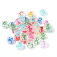 Acrylic Alphabet Beads, Flat Round, DIY & enamel 7mm 