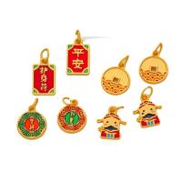 Zinc Alloy Enamel Pendants, gold color plated & DIY Approx 4mm, Approx 