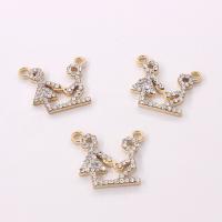 Rhinestone Zinc Alloy Connector, plated, DIY & with rhinestone, golden 