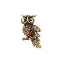 Rhinestone Zinc Alloy Brooch, Owl, plated, for woman & with rhinestone 