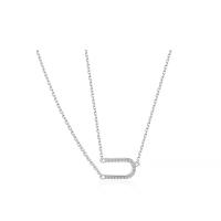 Collar de la joyería de plata esterlina, plata de ley 925, con 5CM extender cadena, chapado, para mujer & con diamantes de imitación, color de platina, longitud:aproximado 40 cm, Vendido por UD