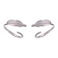 Boucle d'oreille goutte argent sterling, argent sterling 925, forme de plume, Placage, pour femme, couleur platine Vendu par paire