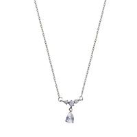 Zircon cubique Micro Pave collier en argent sterling, argent sterling 925, avec 5CM chaînes de rallonge, Placage, pavé de micro zircon & pour femme, couleur platine Environ 40 cm, Vendu par PC