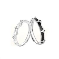 Anillos para Pareja, plata de ley 925, diferentes estilos para la opción & micro arcilla de zirconia cúbica & para la pareja & esmalte, tamaño:7-9, Vendido por UD