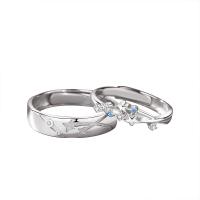 Anneaux Couple doigt, argent sterling 925, Plaqué de platine, styles différents pour le choix & pavé de micro zircon & pour le couple, Vendu par PC