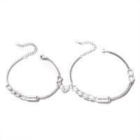 Pulseras de Plata Estelina, plata de ley 925, Corazón, con magnético & diferentes estilos para la opción & para la pareja, Vendido por UD