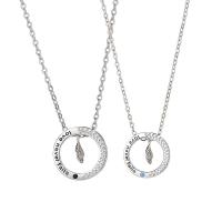 Paar Schmuck Halskette, 925 Sterling Silber, Federn, platiniert, Oval-Kette & verschiedene Stile für Wahl & Micro pave Zirkonia, verkauft von PC